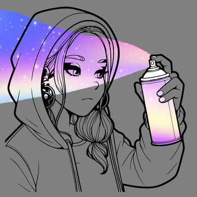 a realistic girl, spray painting