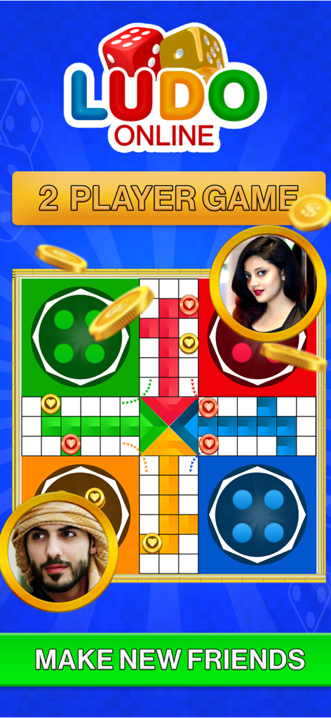 Classic Ludo Online - Classic Ludo Online 2 player game interface with profile icons and a colorful board