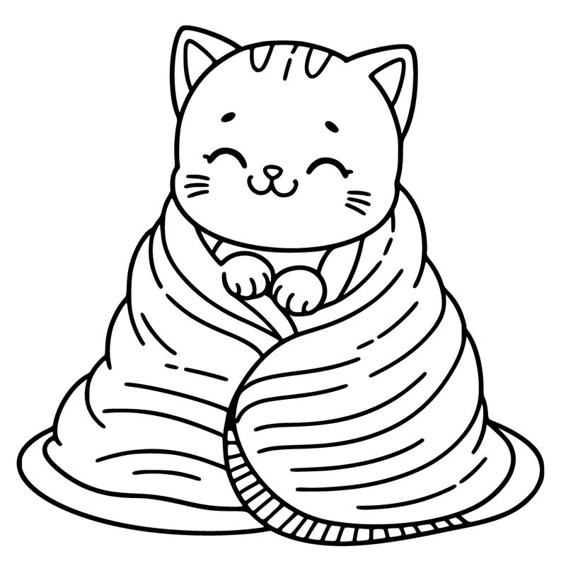 easy cat in blanket