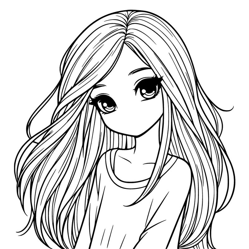 a realistic girl with long hair