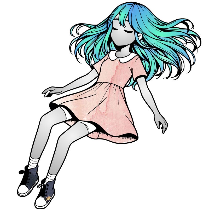 realistic girl floating