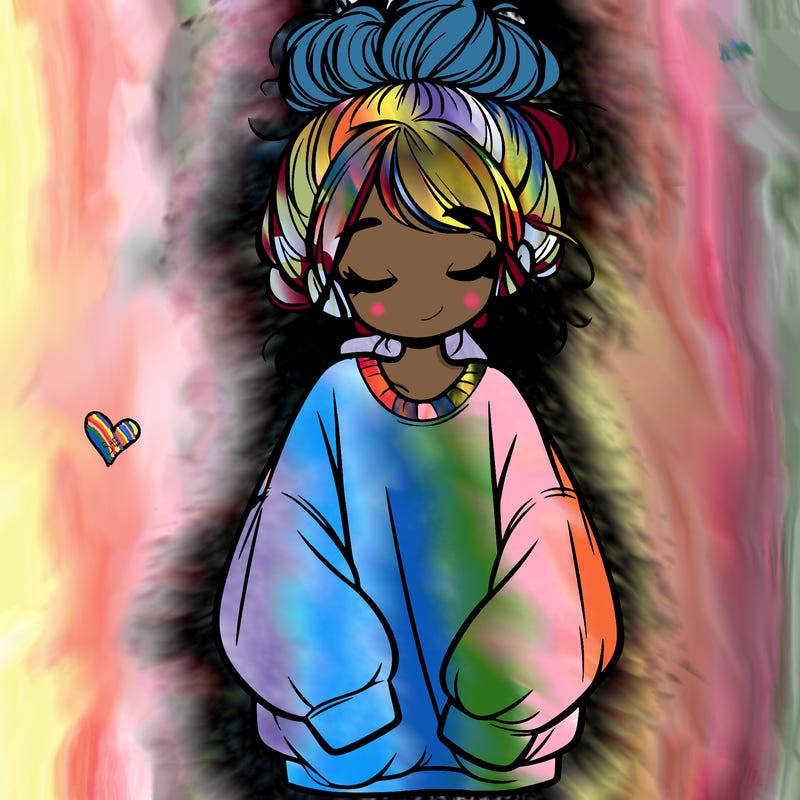 girl with baggy sweatshirt and messy bun