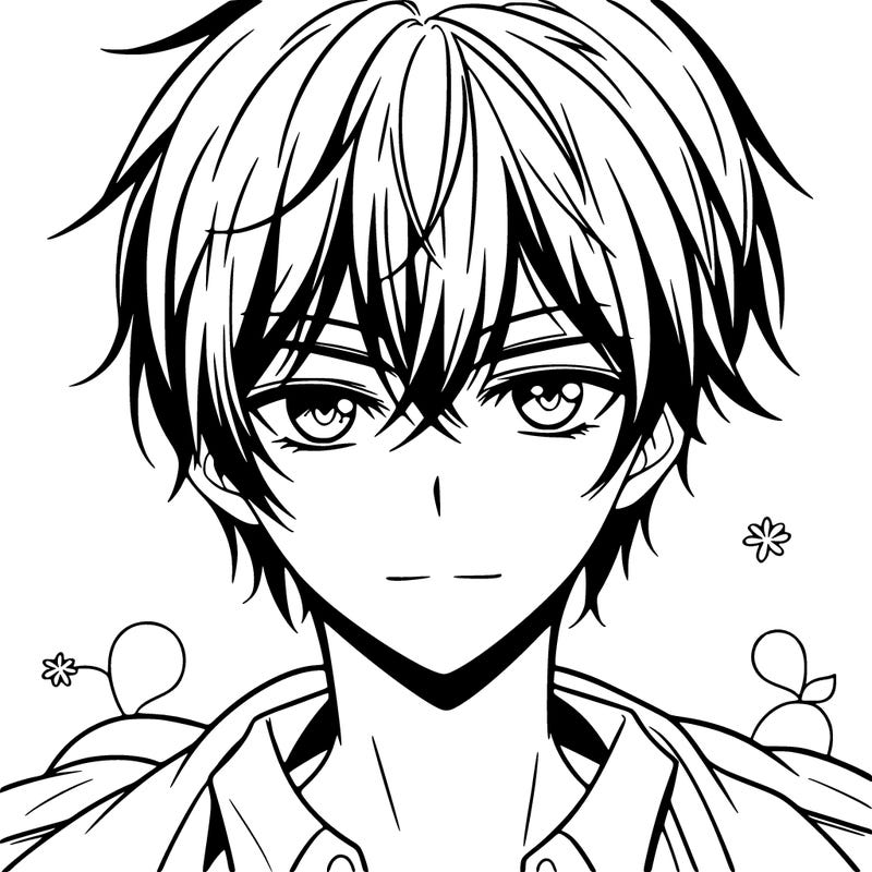 anima boy with handsome face