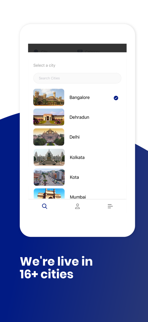 Hello World Homes - Hello World Homes app screen showing available cities for co-living across India