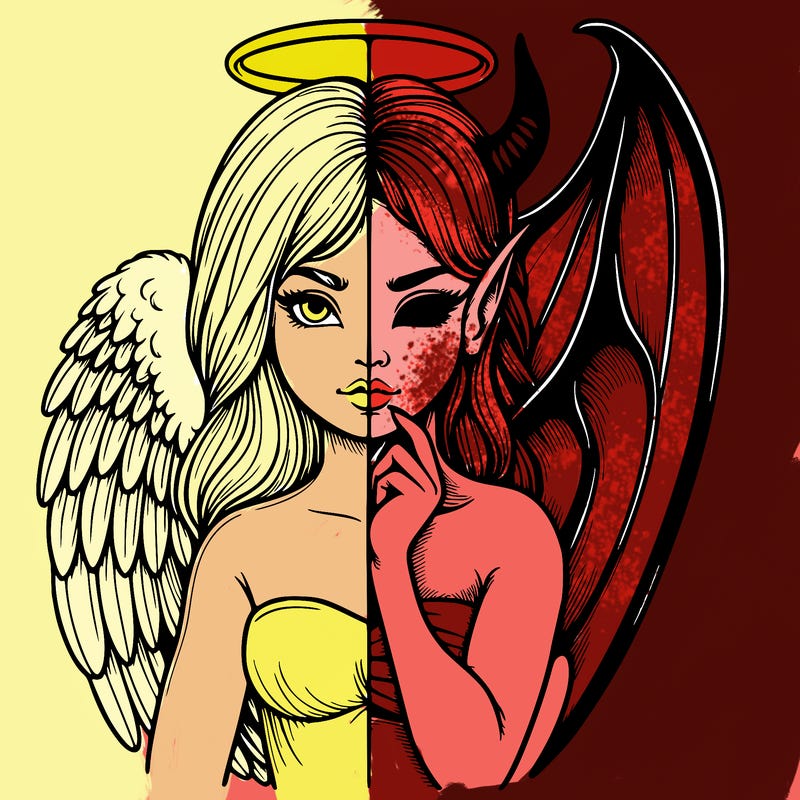 realistic angel half demon