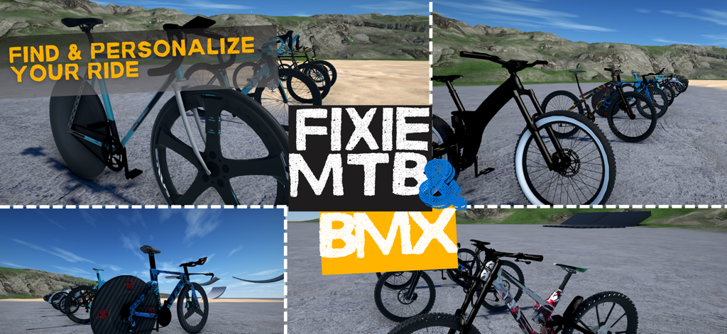 Bicycle Extreme Rider 3D - A collection of customizable Fixie MTB and BMX bikes in a 3D cycling game environment
