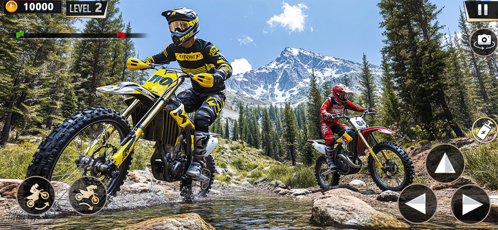 Dirt Bike Racing Simulator 3D - 산림 숲길에서 모토크로스 라이더를 보여주는 Dirt Bike Racing Simulator 3D 게임 플레이