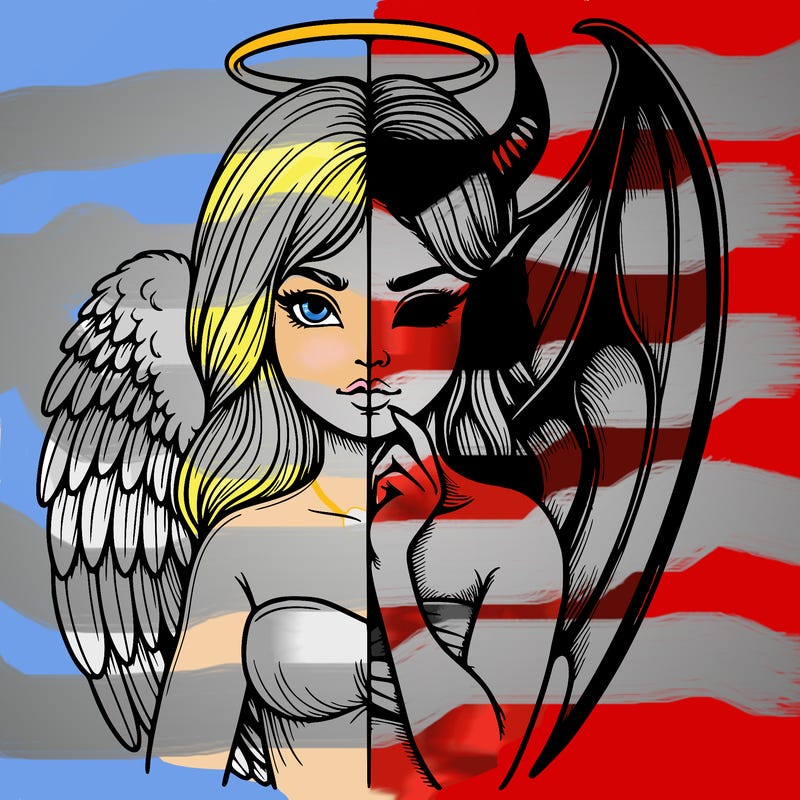 realistic angel half demon