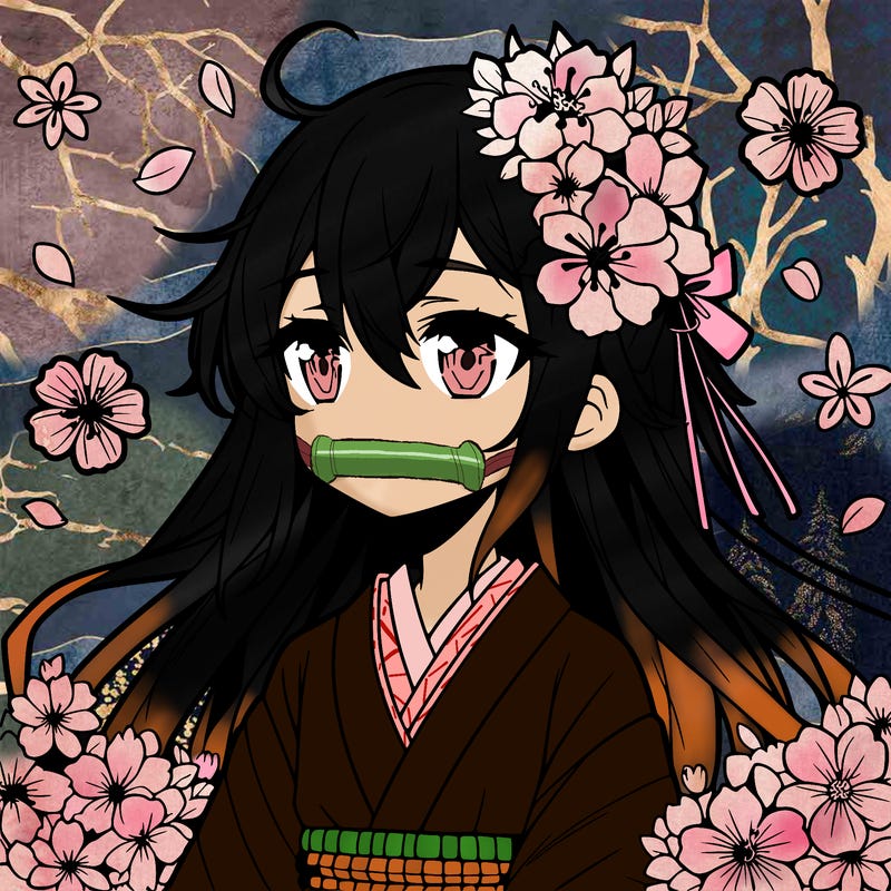 anime girl with flowers surrounding her