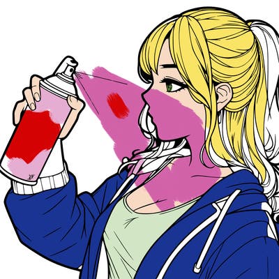 a realistic girl spray, painting