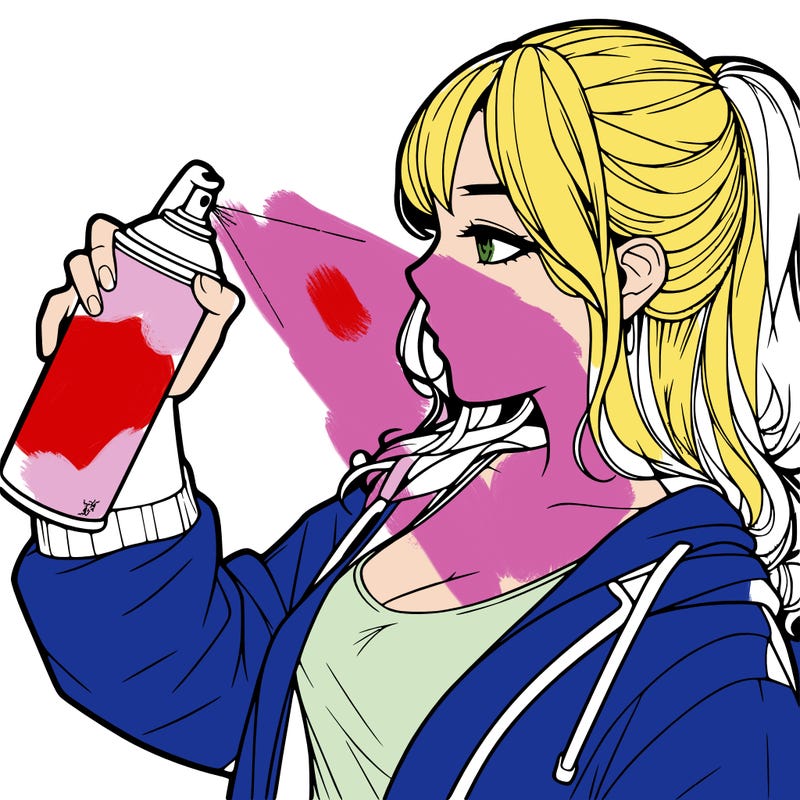 a realistic girl spray, painting