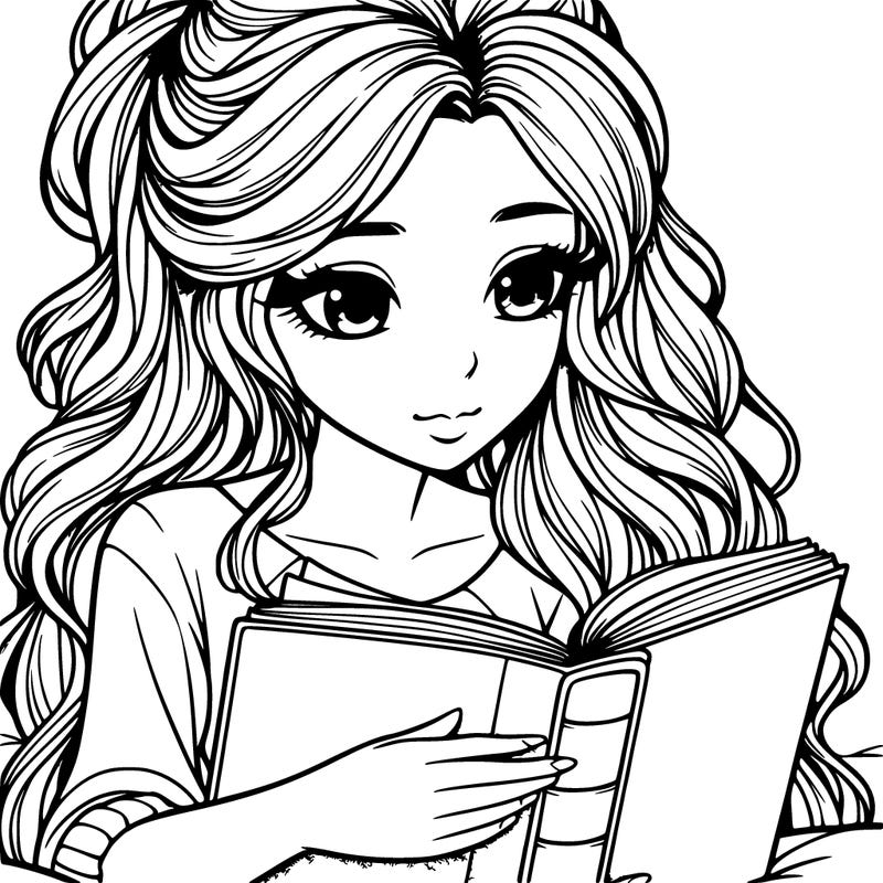 realistic girl reading a book