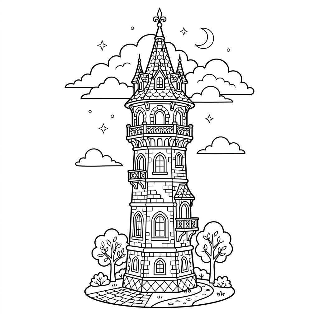 Tall Towers Coloring Page - Free Printable Designs — Color Pop