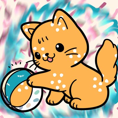 cat plays with a ball