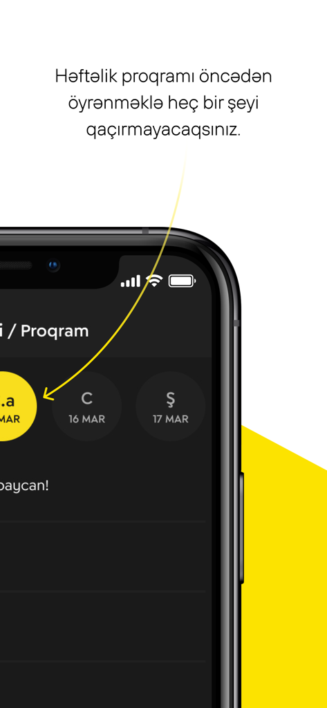 İCTİMAİ TV - Fonctionnalité de programme hebdomadaire sur l'application mobile İCTİMAİ TV