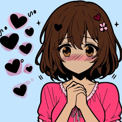 shy anime girl in love