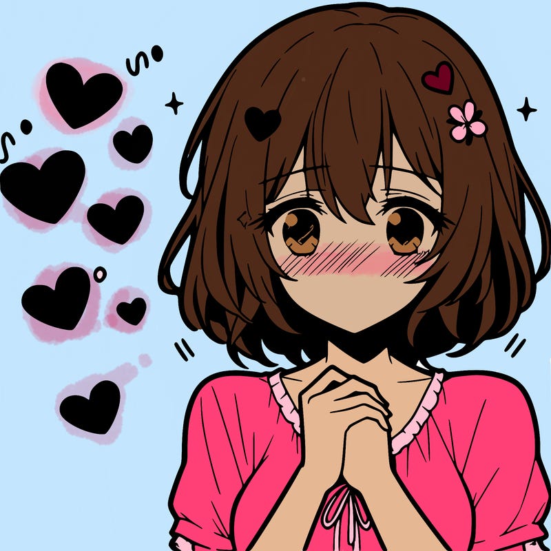 shy anime girl in love