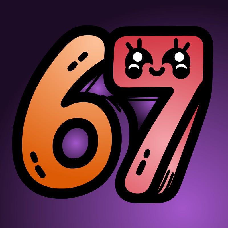 the numbers 67