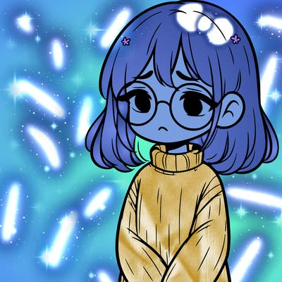 sad girl with glasses in a sweater