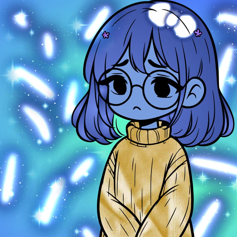 sad girl with glasses in a sweater