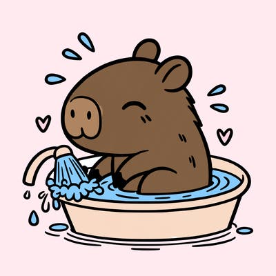 capybara taking a bath