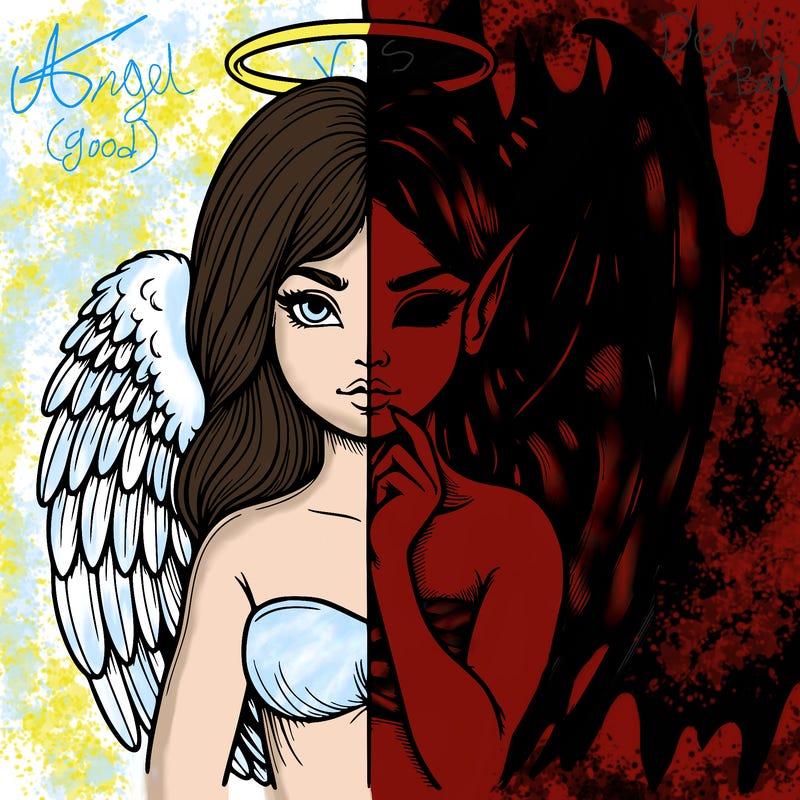 realistic angel half demon