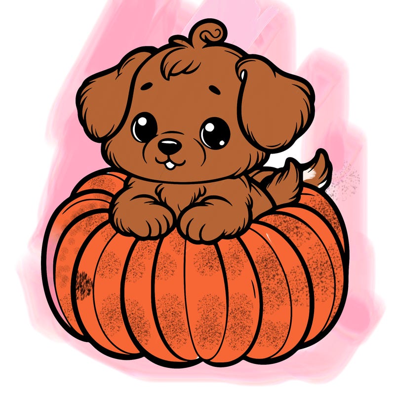 cute little puppy in a pumpkin