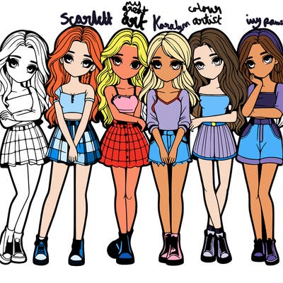 a group of girls realistic