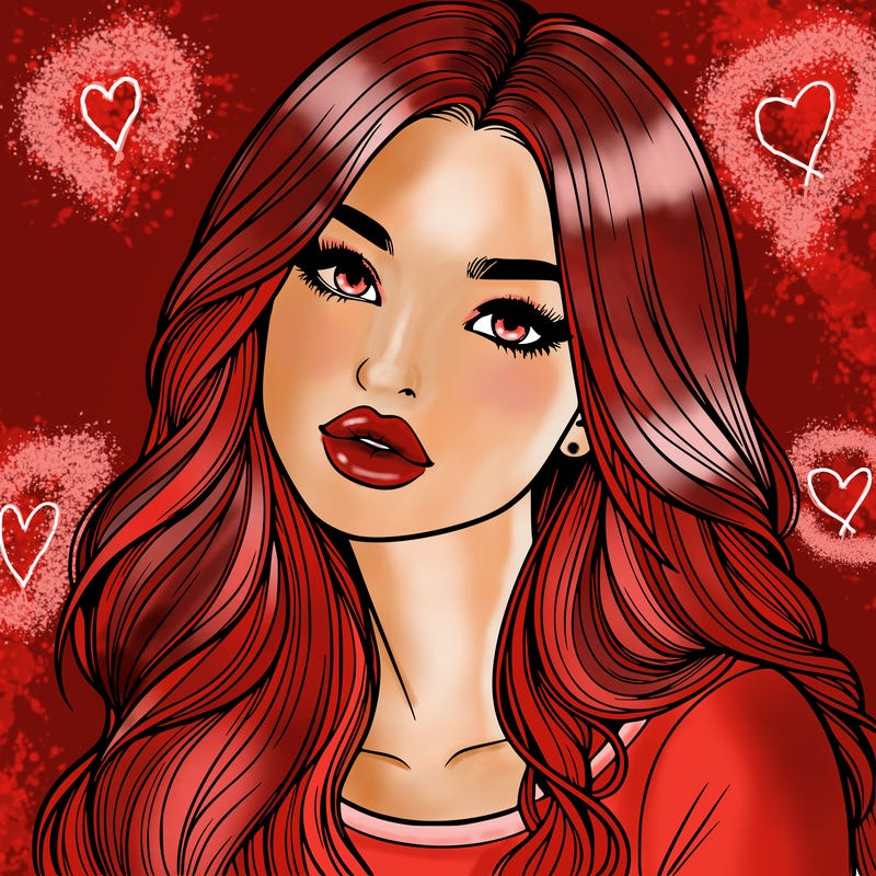 realistic girl with hair on her hair and lips