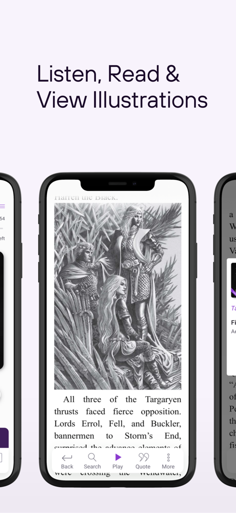 xigxag: Audiobooks, but Better - Smartphone mostrando el formato x-book de xigxag con una ilustración y texto integrados