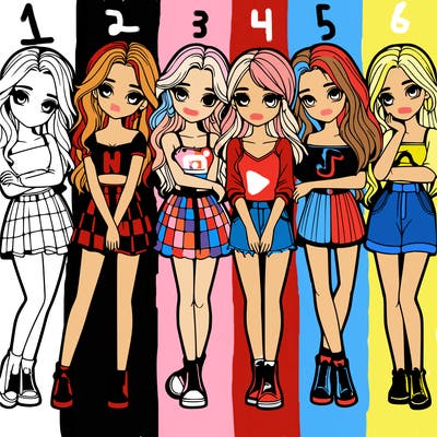 a group of girls realistic