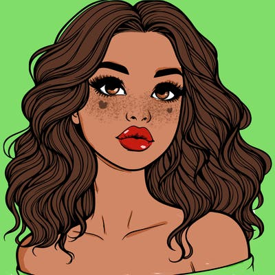realistic girl with wavy hair and lips