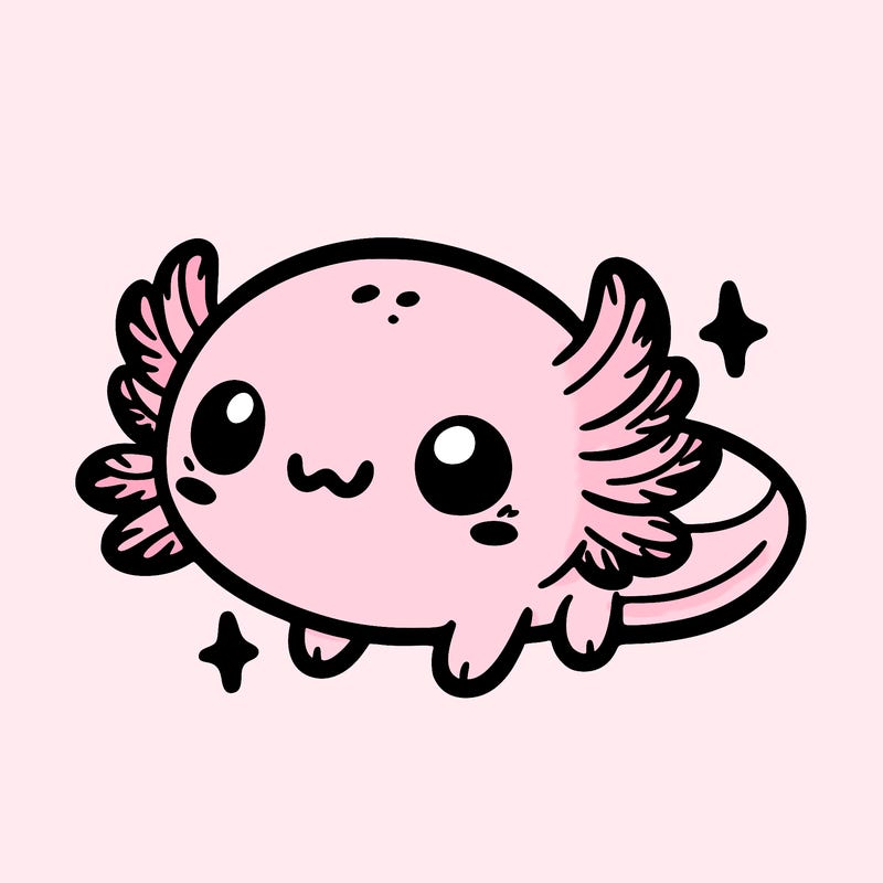 cute easy baby axolotl