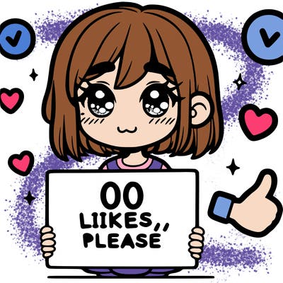a girl with a sign saying 100 likes, please