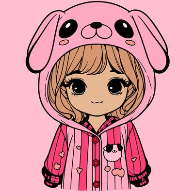 realistic girl in dog pjs
