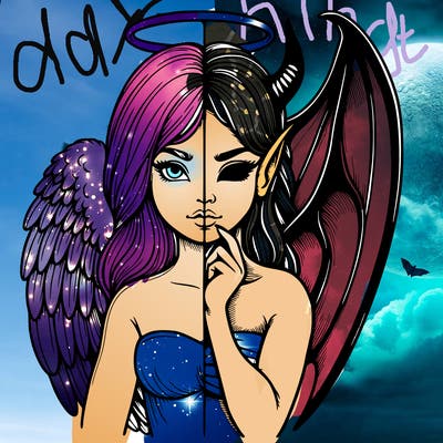 realistic angel half demon