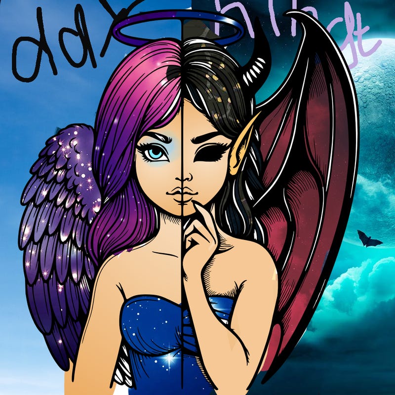 realistic angel half demon