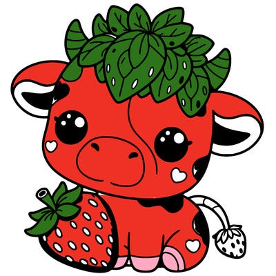 cute strawberry cow