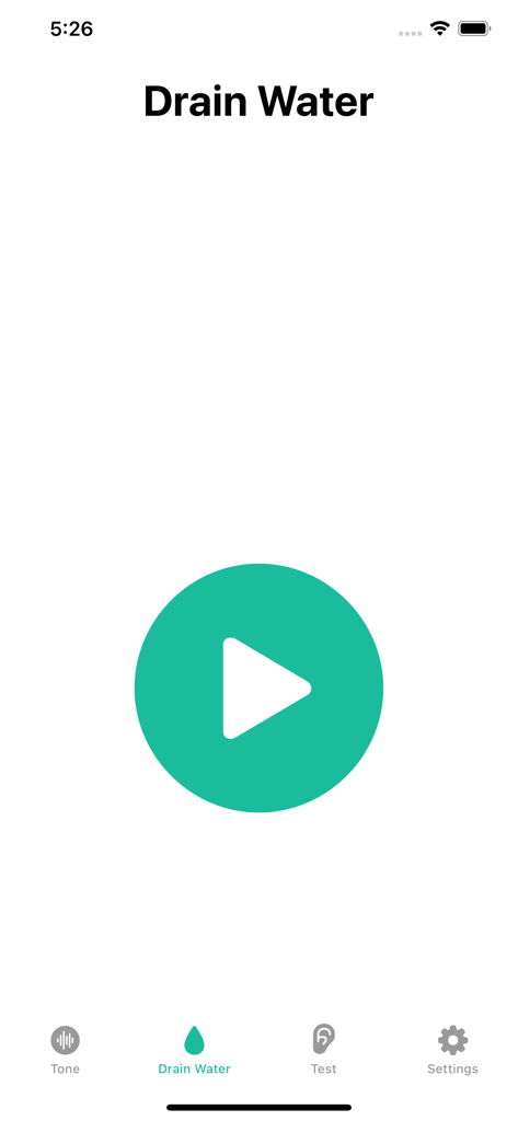 Interfaccia della funzione di scarico acqua nell'app Generatore di Toni per la pulizia degli altoparlanti del telefono