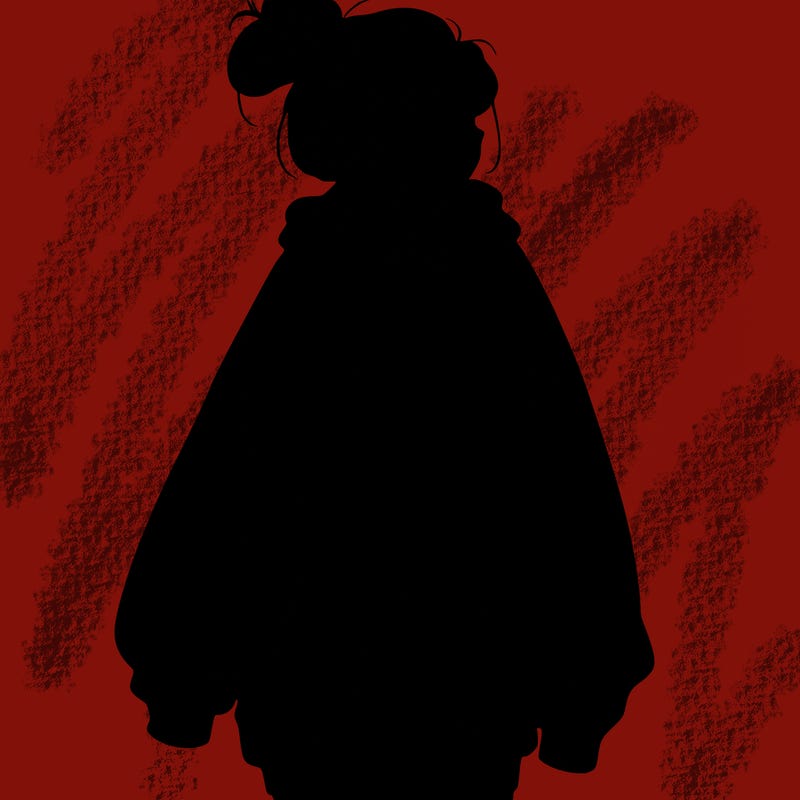 realistic girl with a oversized sweatshirt on and a bun