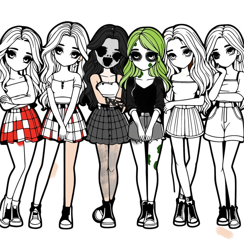 a group of girls realistic