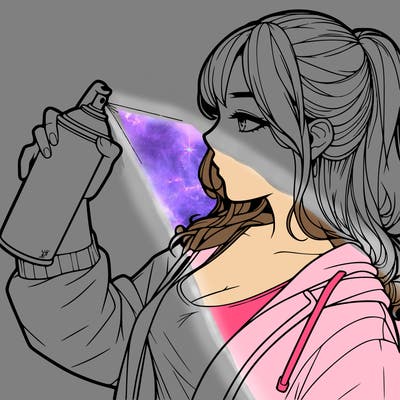 a realistic girl spray, painting