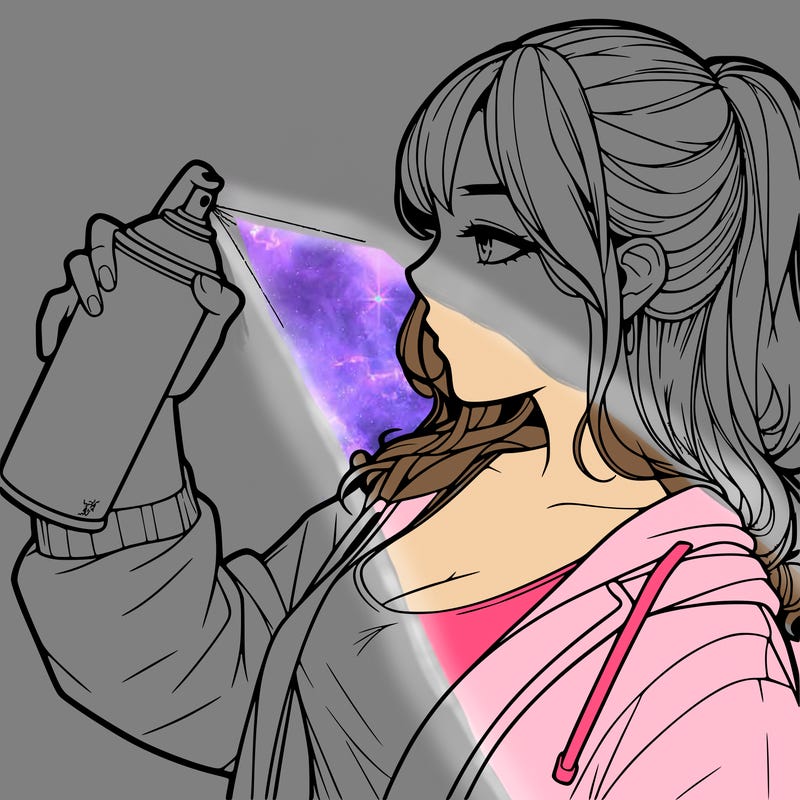 a realistic girl spray, painting