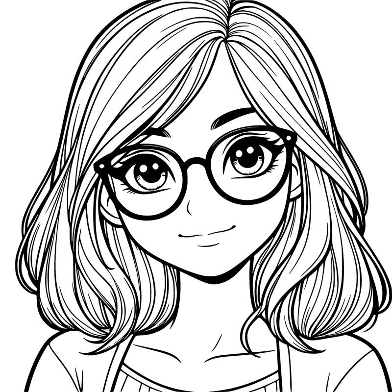 realistic girl with glasses