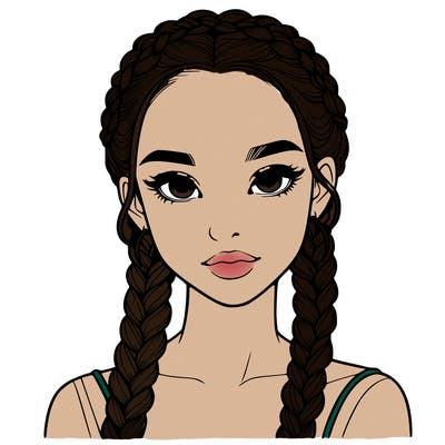 realistic girl with braids