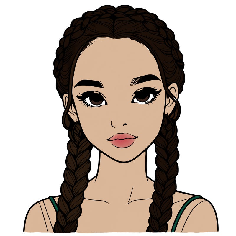 realistic girl with braids