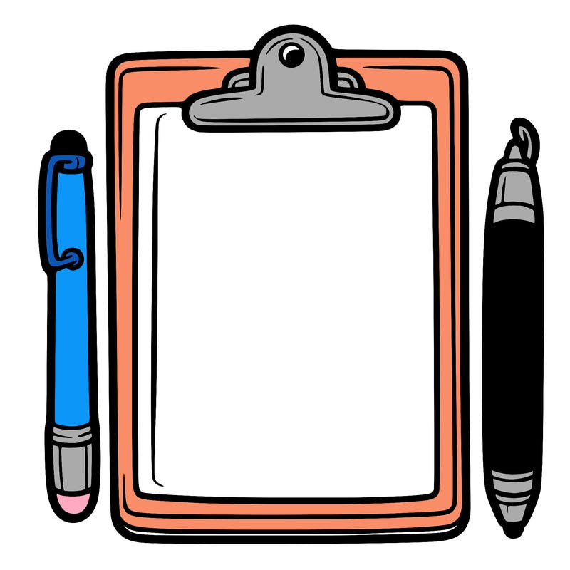 blank clip board with pen