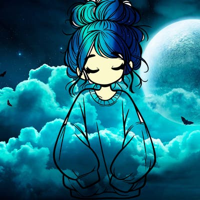 girl with baggy sweatshirt and messy bun