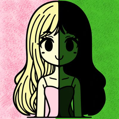 split girl with long hair
