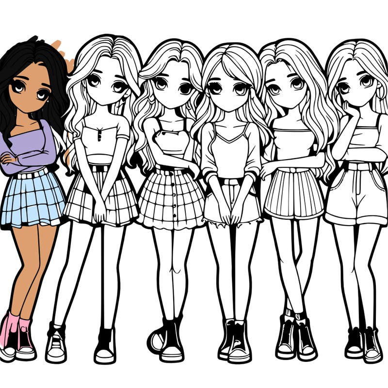 a group of girls realistic